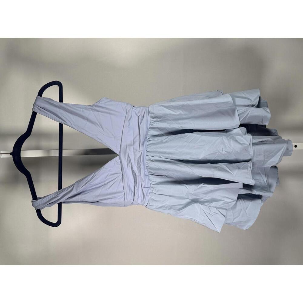 NWT Halara Ruched Waist Tiered Mini Dress Blue Size Small - Picture 3 of 5